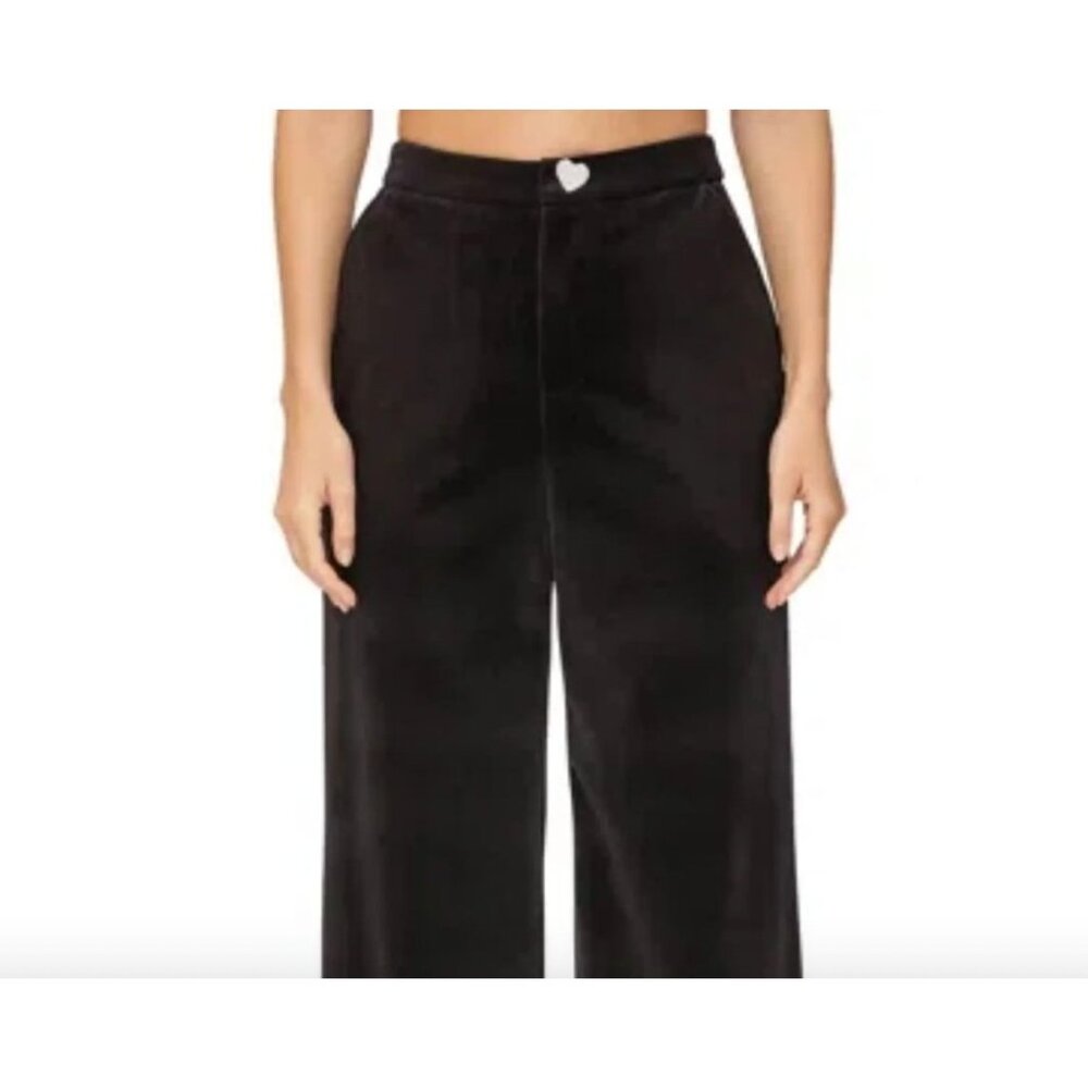 Avec Les Filles Women's Black Velvet Wide Leg Pants Size 12 - Picture 7 of 8